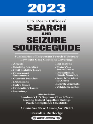 cover image of 2023 U.S. Peace Officers' Search and Seizure Source Guide